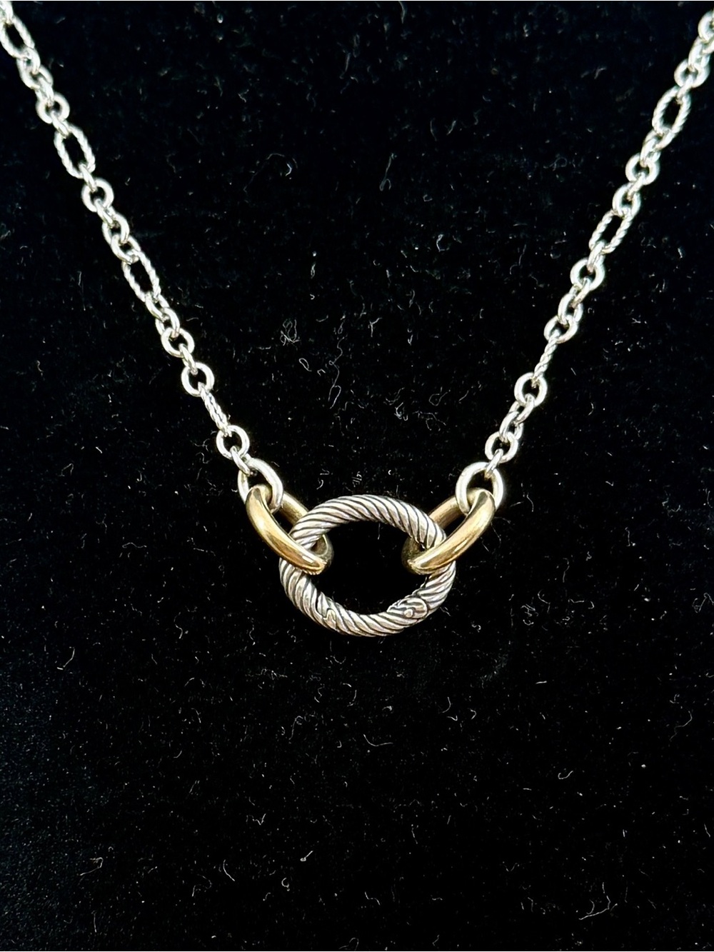 JAMES AVERY Sterling Bronze Oval Twist Changeable Charm Holder Necklace; RETIRED